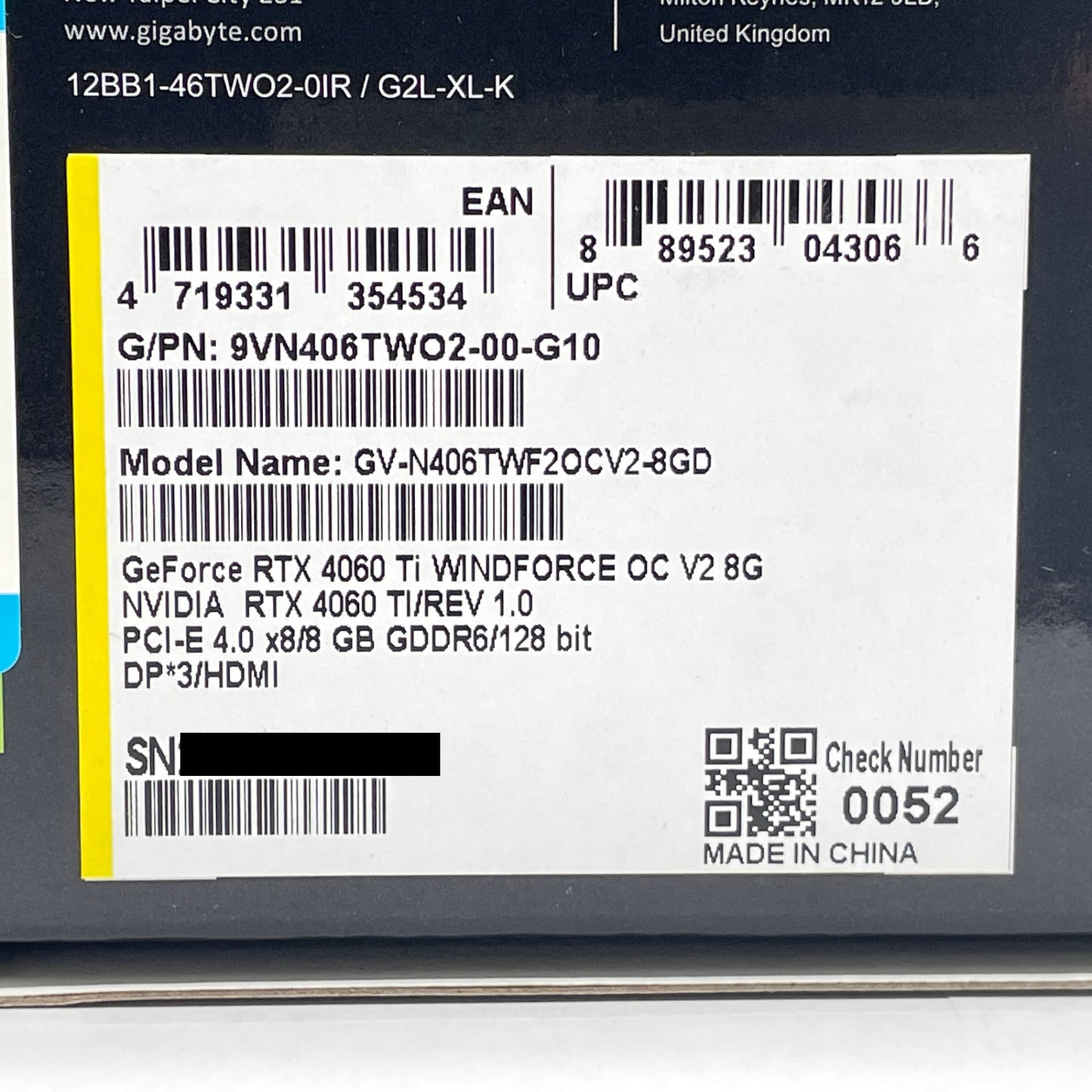 GIGABYTE GeForce RTX 4060 Ti WINDFORCE OC 8G GV-N406TWF2OC-8GD 【C7963-80】