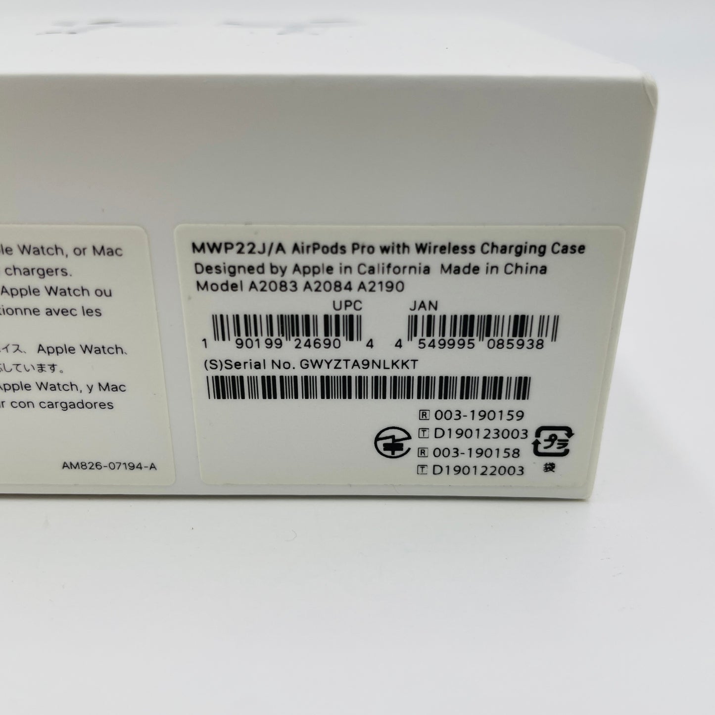 AirPods Pro 第1世代 with MagSafe Charging Case MWP22J/A A2084 【C4106-60】