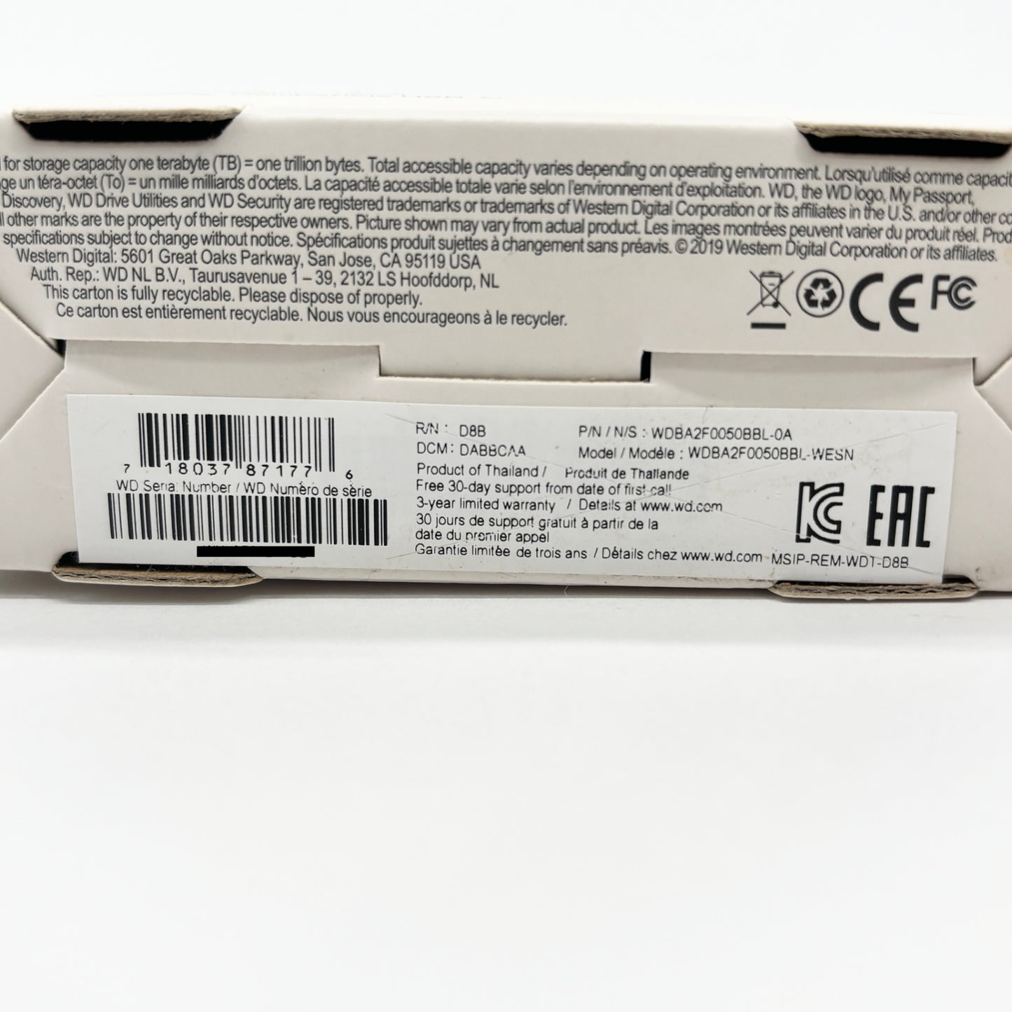 開封済み未使用 Western Digital WD ポータブルHDD 5TB USB3.0 WD 外付けハードディスクWDBA2F0050BBL-WESN【C8839-60】