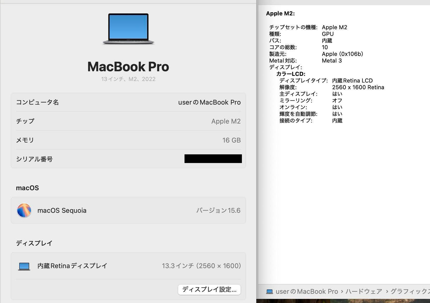 Apple MacBook Pro 2022 13インチ M2 16GB 1TB バッテリー最大容量96%【C4394-80】