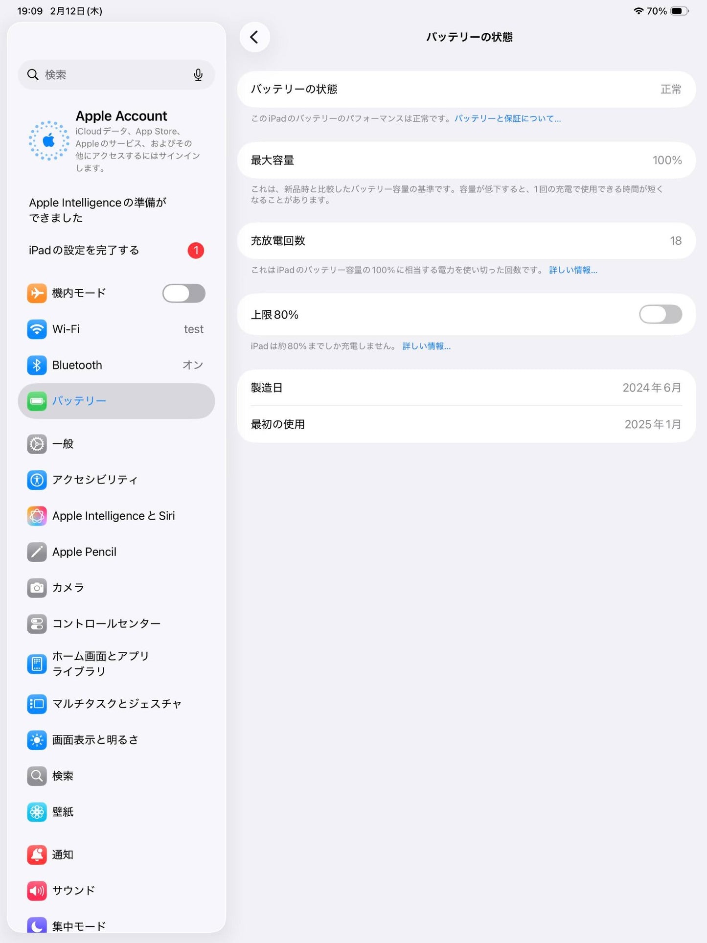 美品 iPad Pro M4 13インチ MVX23J/A 256GB Wi-Fiモデル バッテリー最大容量100% 充放電回数18回【C6381-80】