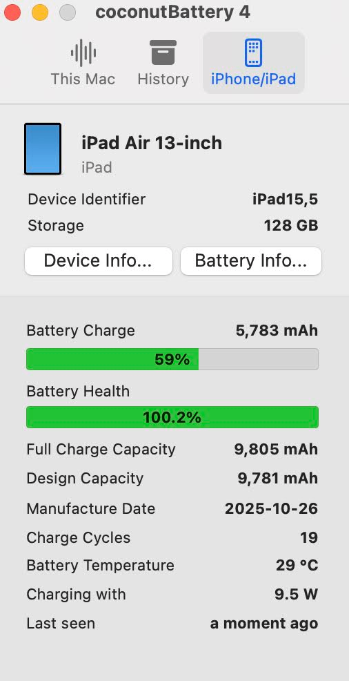 美品 iPad Air 13-inch M3 128GB MCNH4J/A Wi-Fi バッテリー最大容量100% スペースグレイ 付属品完備【C8115-80】