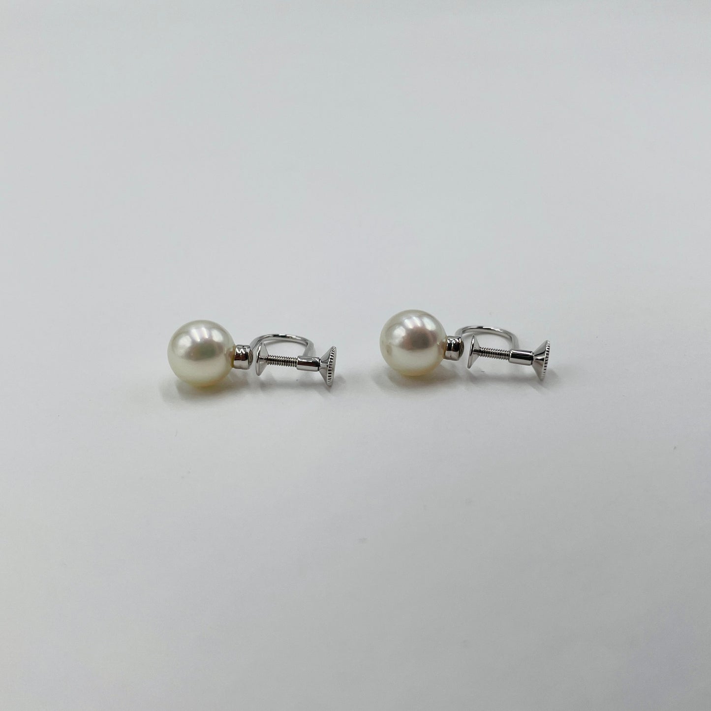 美品 MIKIMOTO ミキモト パール 真珠 ダイヤ イヤリング K18WG 【C4449-60】