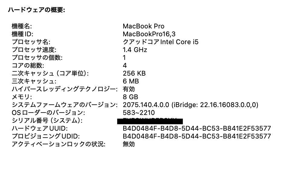 Apple MacBook Pro 13インチ 2020 i5 8GB 256GB 【C4599-80】