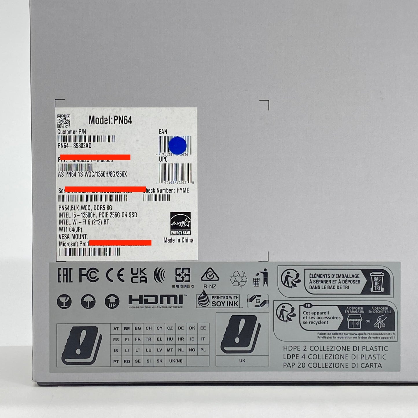 新品未開封 ASUS mini PC PN series PN64-S5302AD  i5 13500H 8GB SSD 256GB Windows 11 Home【C6352-120】