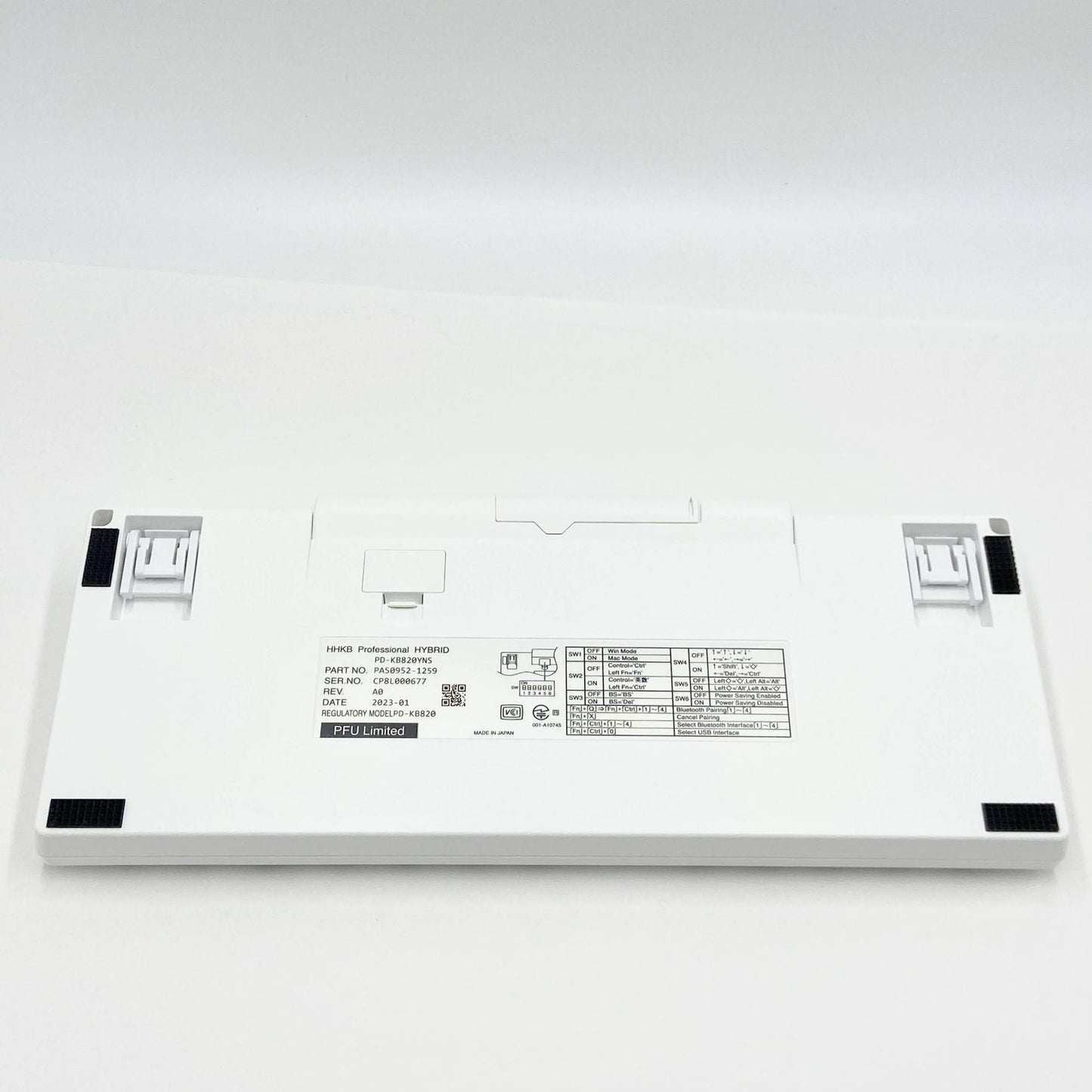 美品 PFU キーボード HHKB Professional HYBRID Type-S 雪 無刻印 PD-KB820YNS 日本語配列 元箱説明書付属【C5990-60】