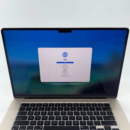 新品同様 美品　US配列 Apple MacBook Air M3  2024 15インチ 8GB 256GB スターライト MRYR3JA/A バッテリー最大容量100%【C5666-80】