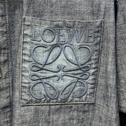 美品 LOEWE メンズ シャツ ショートスリーブ シャツ リネン ロゴコットンシャツ デニム風シャツ【C5807】