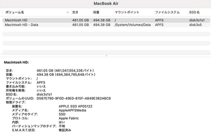 美品 MacBook Air 13インチ M3 2024 24GB 512GB MC8Q4J/A 【C3992-80】