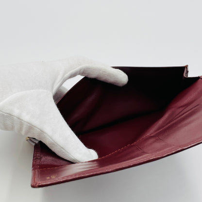 カルティエ ヴィンテージ マストライン 二つ折り 札入れ 長財布 サイフ C2ロゴ カード入れ レザー ボルドー Cartier 【C3705-N】