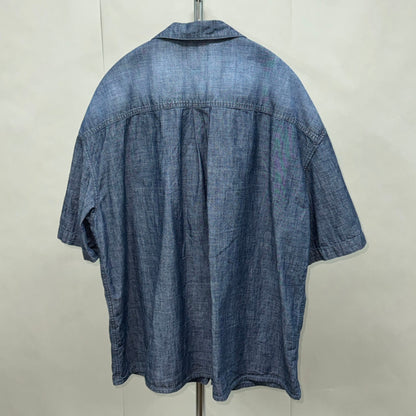 美品 LOEWE メンズ シャツ ショートスリーブ シャツ リネン ロゴコットンシャツ デニム風シャツ【C5807】