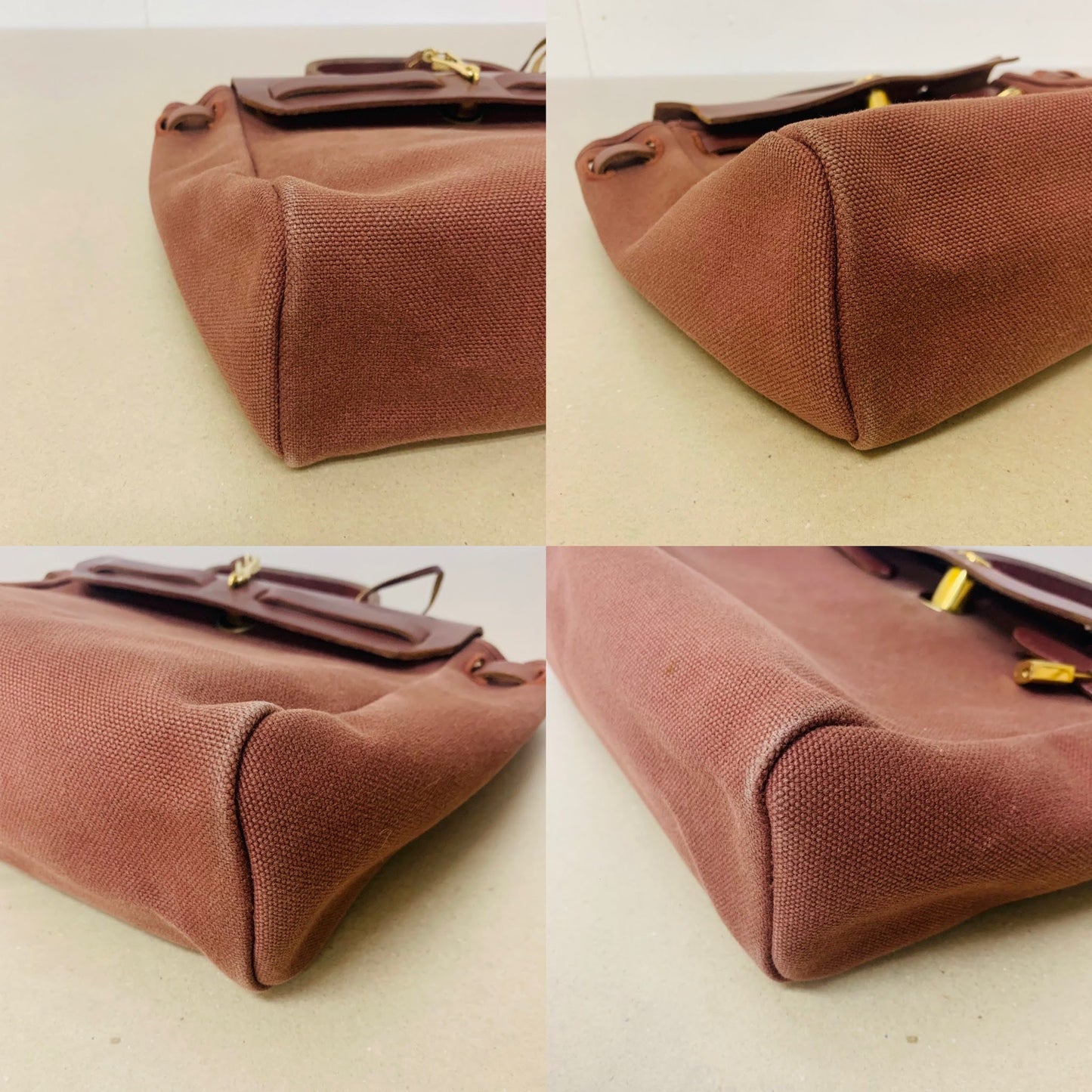 HERMES エルメス  エールバッグ PM 2WAY トワルアッシュ ブラウン ナチュラル GD金具【C1476】