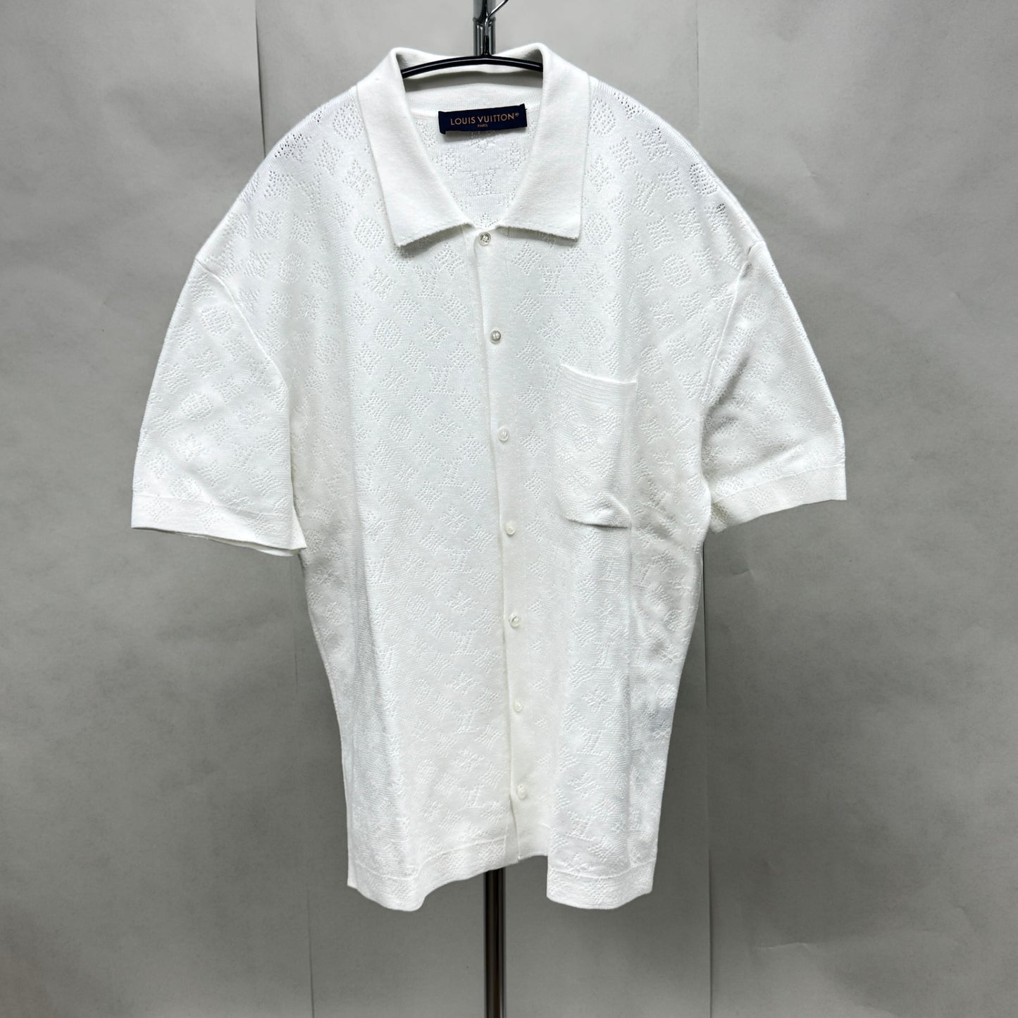 ルイヴィトン ポインテール ショートスリーブ シャツ Monogram Pointelle Short-Sleeved Shirt サイズ:L【C5806】
