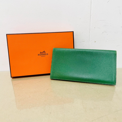 HERMES エルメス 長財布 二つ折り グリーン　【C201-C】