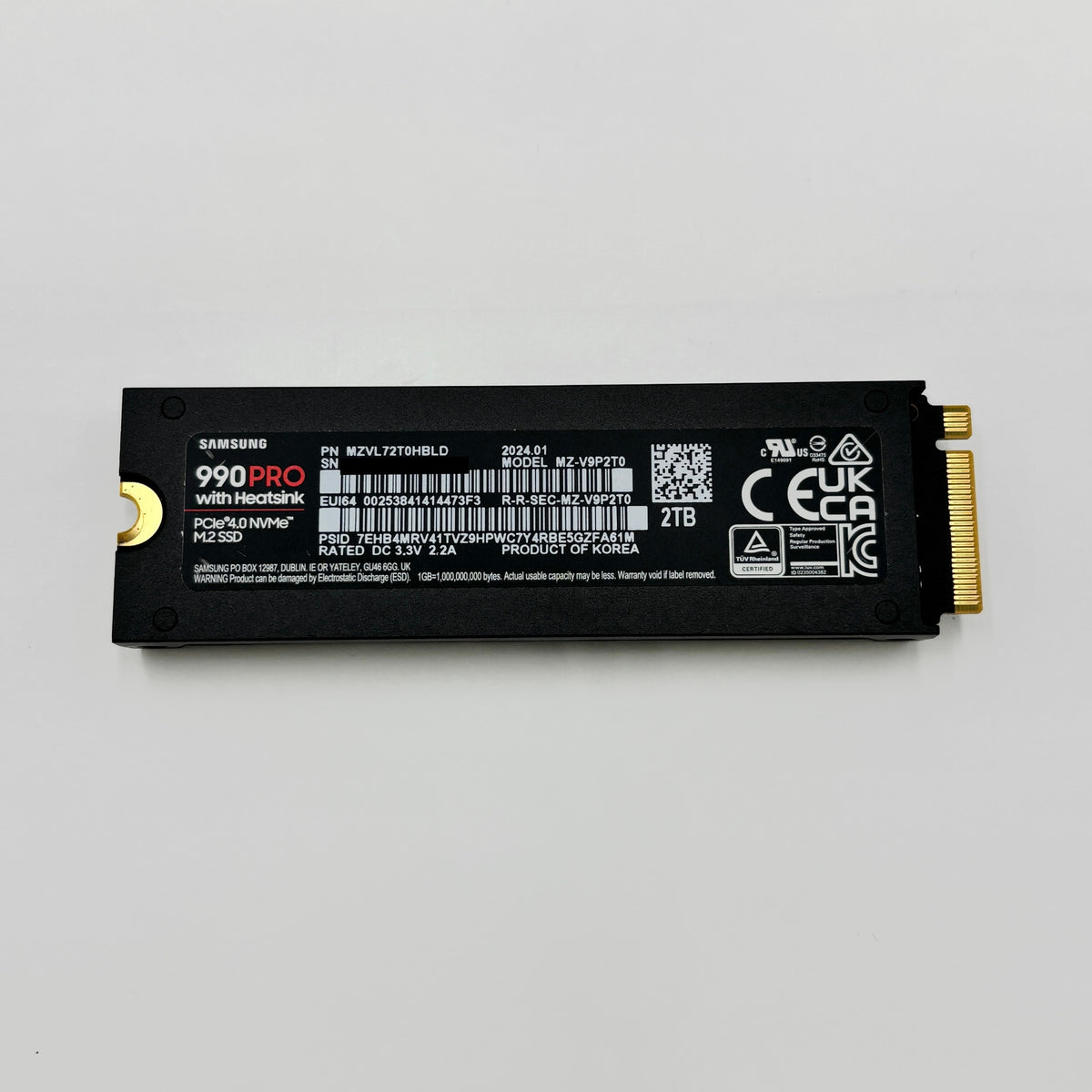 美品 Samsung M.2 SSD 990 PRO 2TBヒートシンク付き MZ-V9P2T0G-IT【C9148-C】