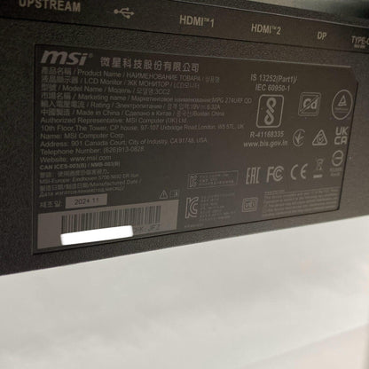 MSI MPG 274URF QD 27インチ 4K UHD IPSモニター C3883 160サイズ発送