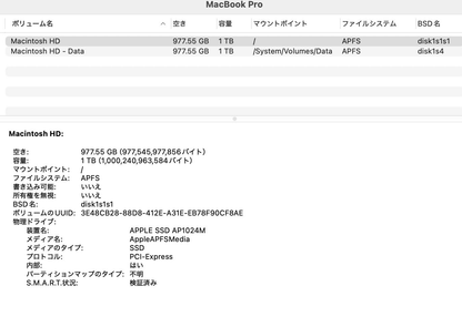 Apple MacBook Pro 15インチ 2018 2.9GHz 6コア i9 32GB SSD1TB 【C7928-80】