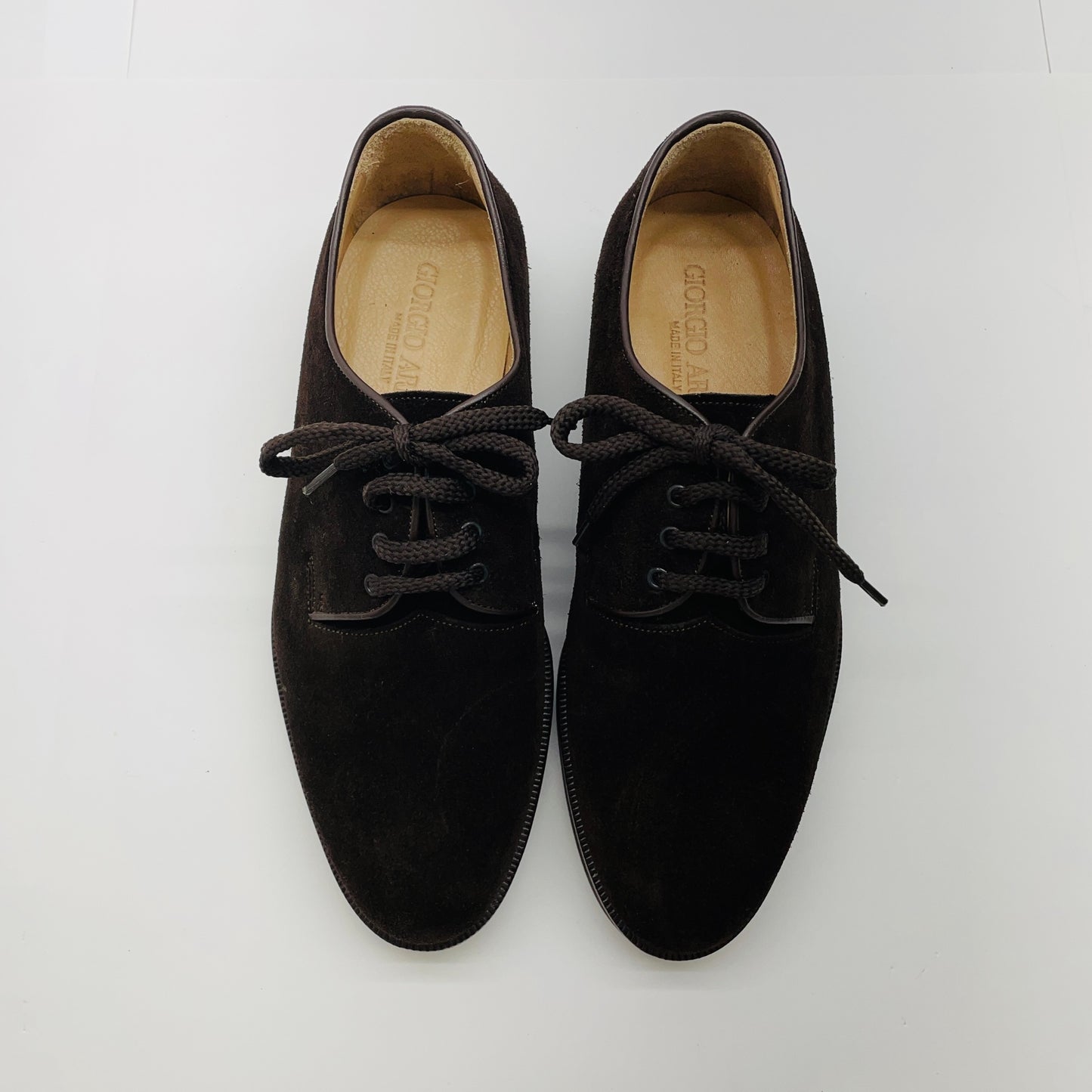 未使用 保管品 GIORGIO ARMANI アルマーニ スエード シューズ プレーントゥ メンズ【C3483-80】
