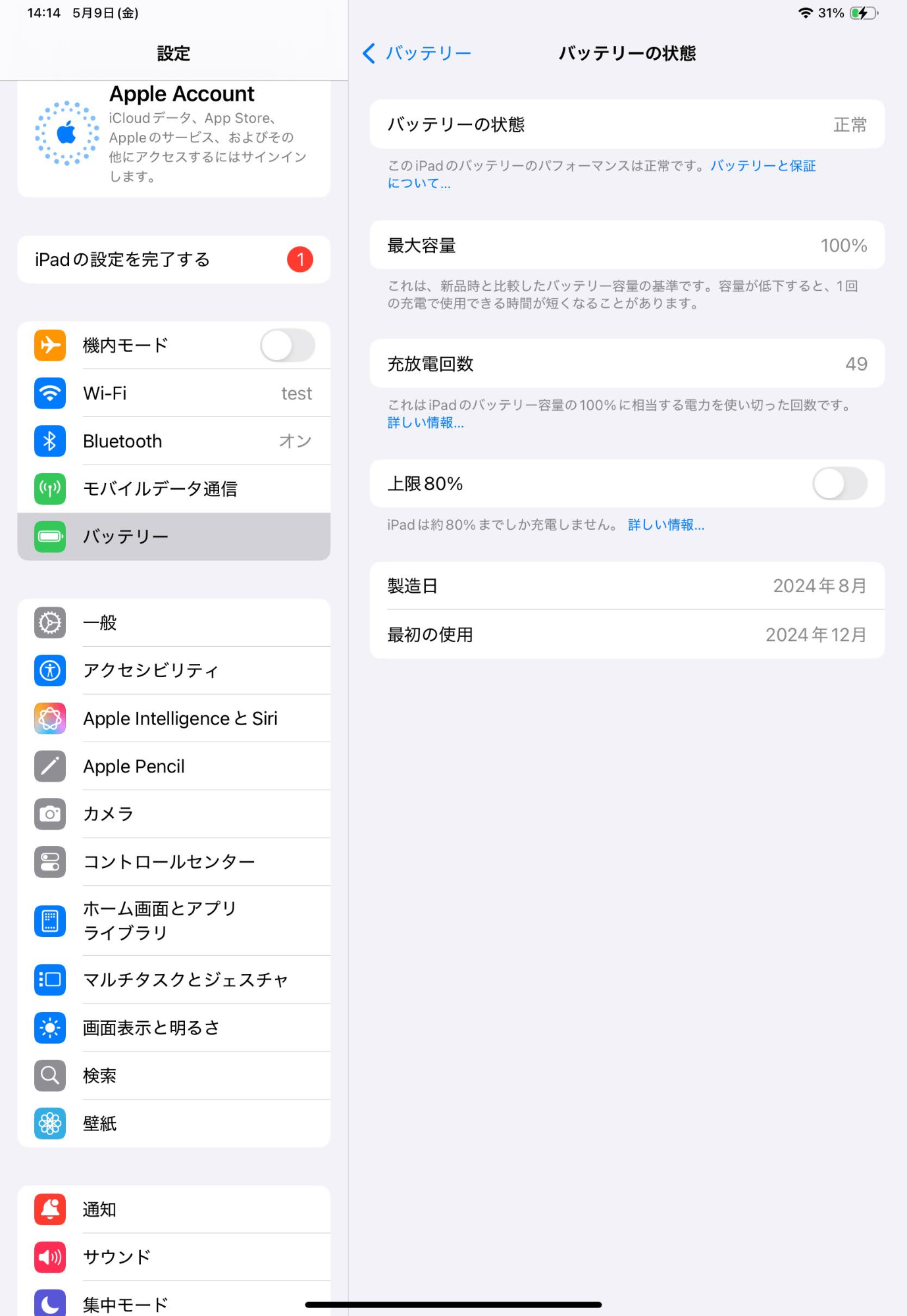 Apple iPad Pro 11インチ Wi-Fi+Cellular 256GB M4 2024年モデル MVW13J/A バッテリー最大容量100% C3386 60サイズ発送