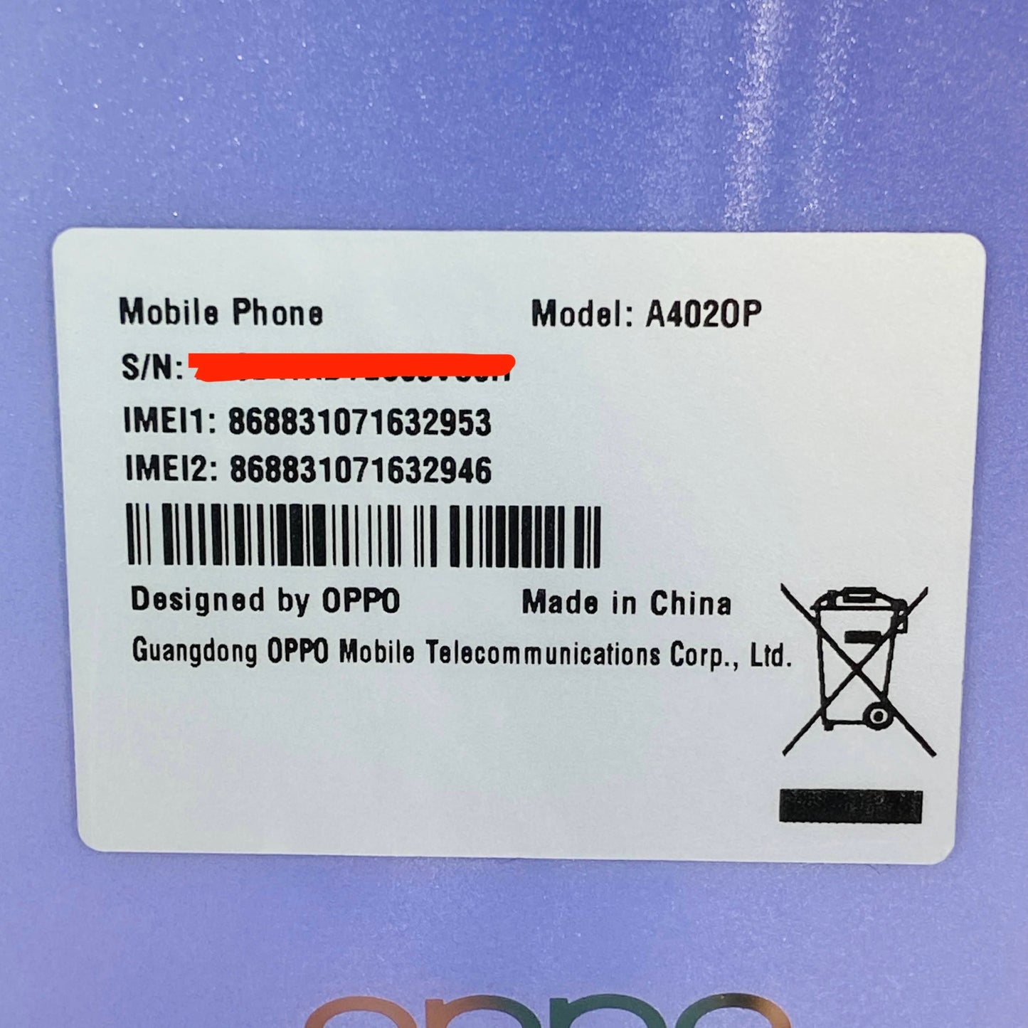 美品 OPPO A3 5G 128GB A402OP パープル  SIMフリー【C4303-C】