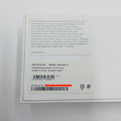 Apple Magic Mouse2 MLA02J/A A1657【C4722-60】