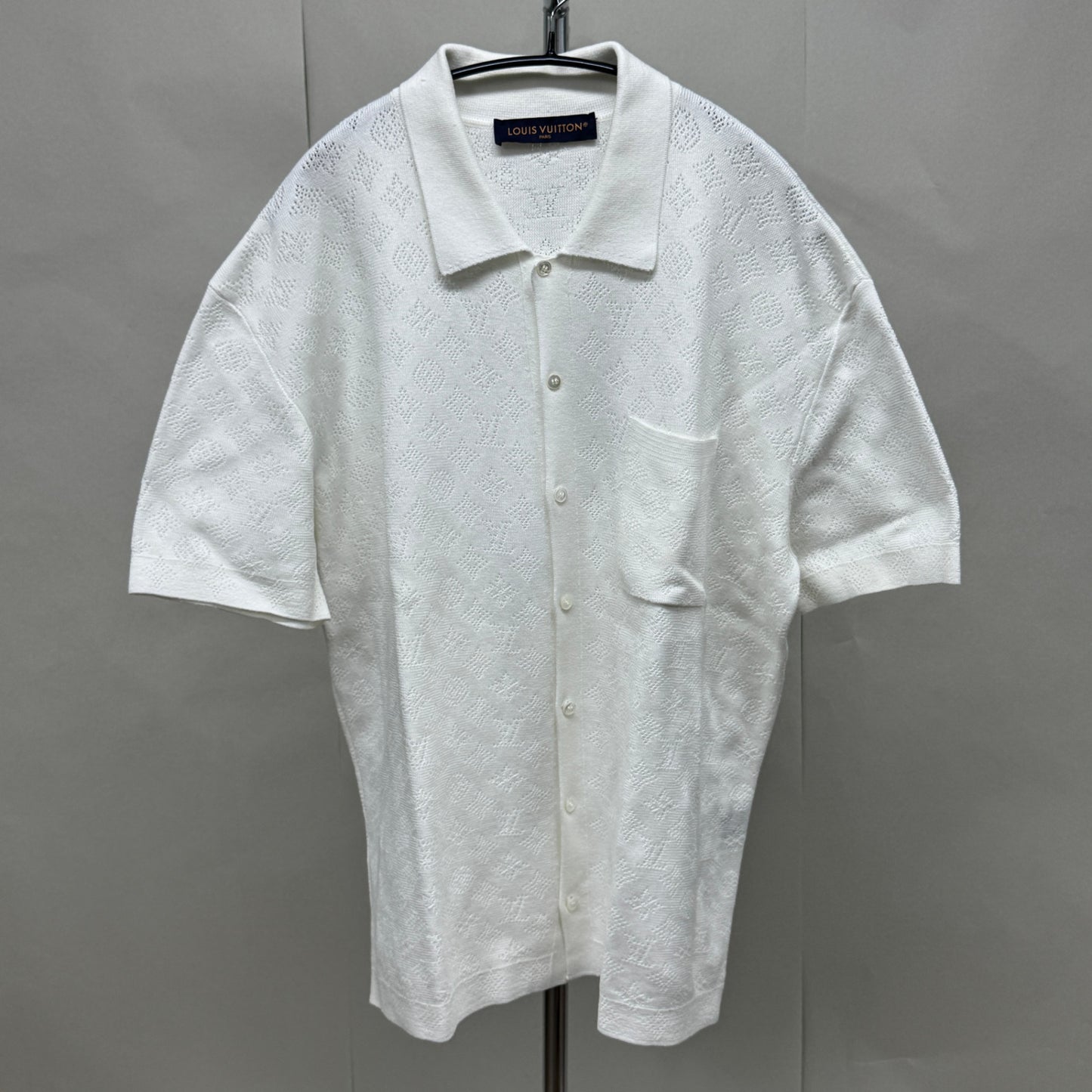 ルイヴィトン ポインテール ショートスリーブ シャツ Monogram Pointelle Short-Sleeved Shirt サイズ:L【C5806】