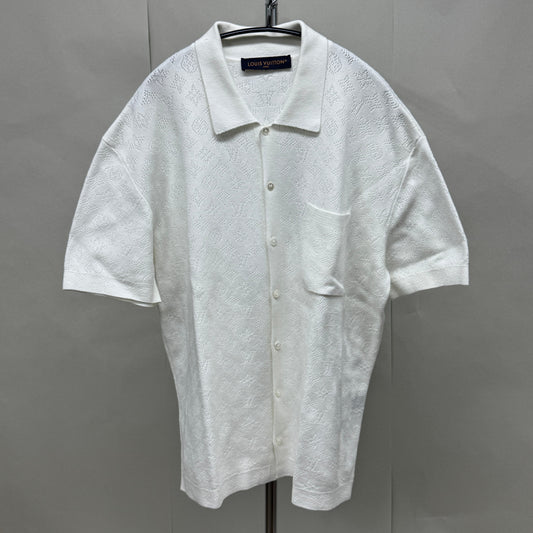 ルイヴィトン ポインテール ショートスリーブ シャツ Monogram Pointelle Short-Sleeved Shirt サイズ:L【C5806】