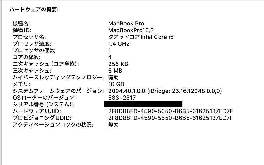 美品 Apple MacBookPro 13インチ 2020 i5 1.4GHz 16GB 256GB 【C5762-80】