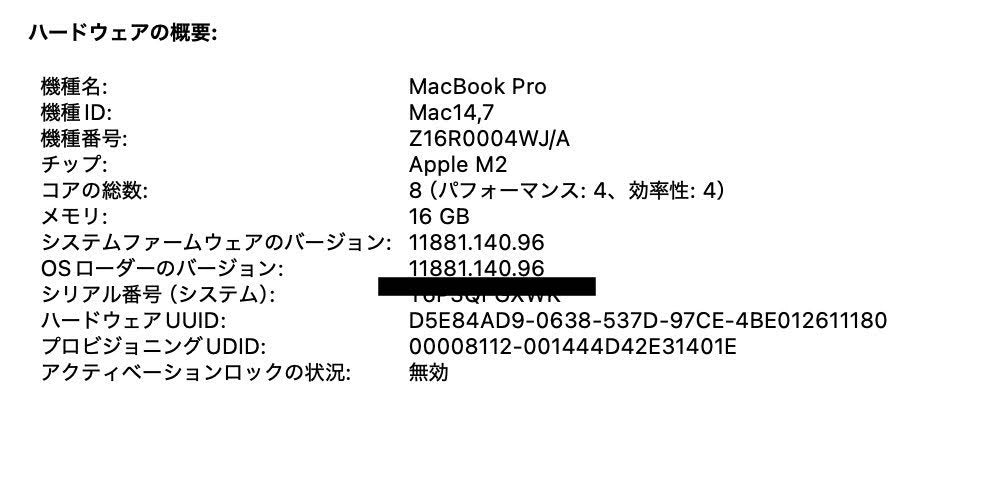 Apple MacBook Pro 2022 13インチ M2 16GB 1TB バッテリー最大容量96%【C4394-80】