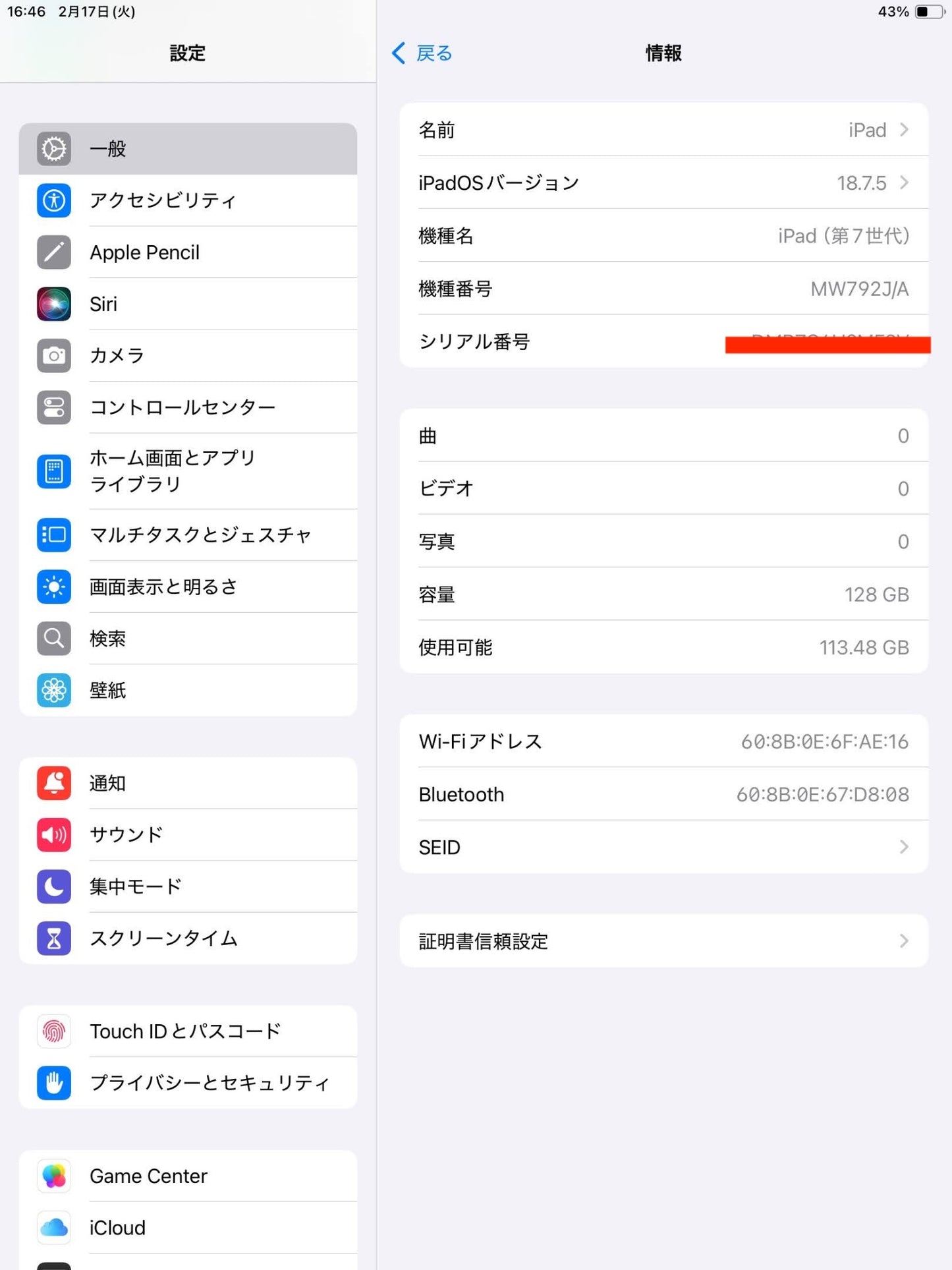 美品 Apple iPad (第7世代) Wi-Fiモデル 128GB ゴールド MW792J/A 【C6420-80】