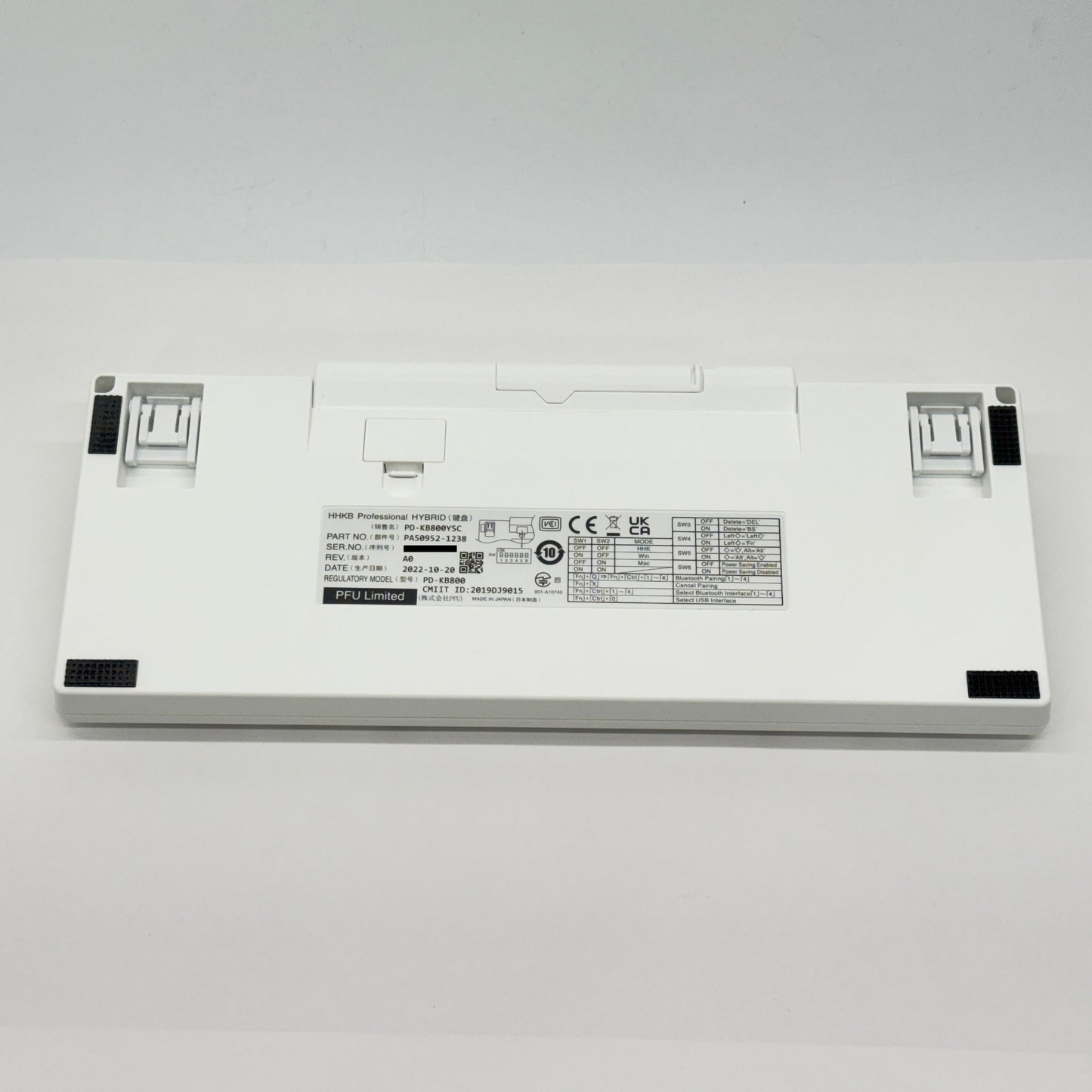 美品 HHKB Professional HYBRID Type-S 英語配列 雪 PD-KB800YSC【C8203-80】