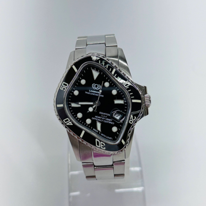 LAARVEE PEA001 SILVER PRECISION STEEL BLACK BEZEL&BLACK DIAL シルバー ブラック サブマリーナ 腕時計【C4591-60】