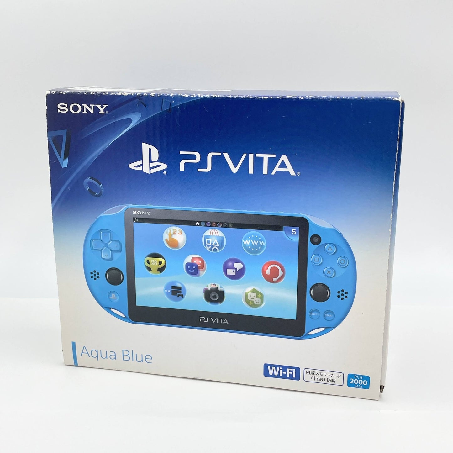 美品 SONY PS Vita PCH-2000 アクアブルー 付属品完備 (パワフルプロ野球2014・純正8GBメモリーカード付き)【C7059-60】