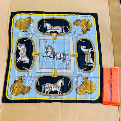 美品 HERMES エルメス スカーフ シルク 大判 馬 カレ90【C41-80】