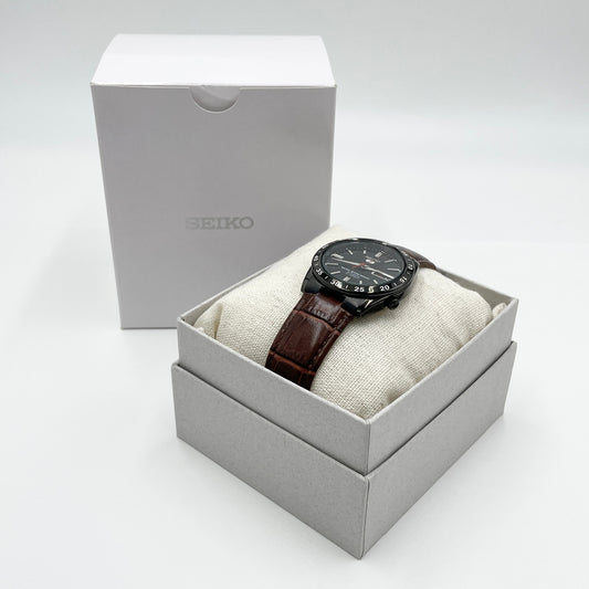 美品 セイコー SEIKO 5 21石 7S26-02T0 自動巻き 腕時計 ブラック文字盤 デイデイト箱・説明書【C8023-60】