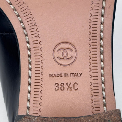 CHANEL G31961 ローファー ブラック 38.5 (24.5cm相当)クローバーマーク付き【C8472-100】