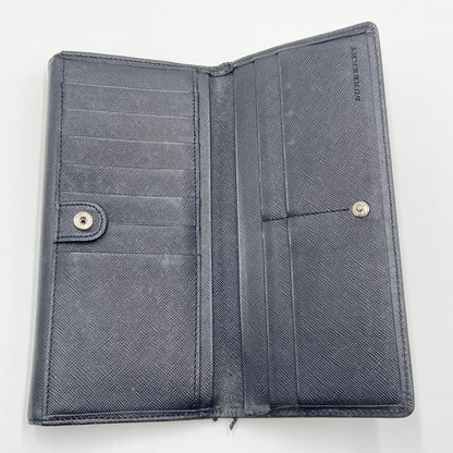 バーバリー 長財布 ノバチェック ロゴ 刻印 レザー キャンバス ブラック【C6086-C】