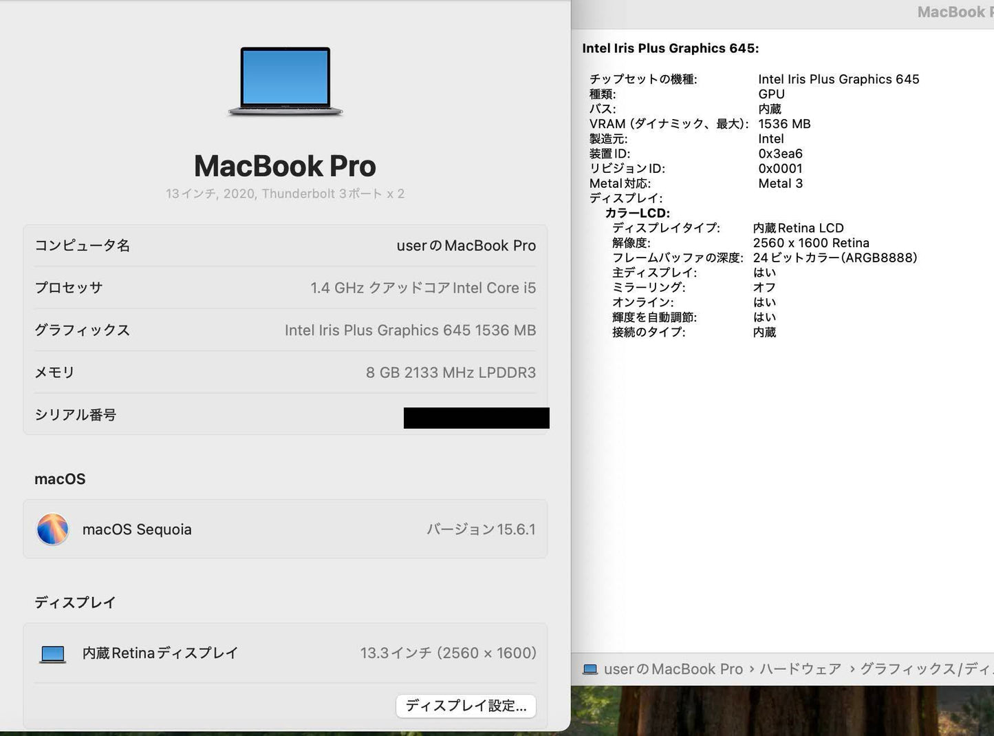 Apple MacBook Pro 13インチ 2020 i5 8GB 256GB 【C4599-80】