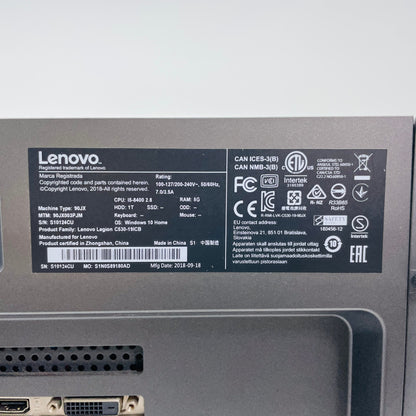 新品SSD増設済み Lenovo Legion C530-19ICB 90JX i5 8400 8GB SSD256GB HDD1TB GTX1050 Ti Windows11 Home 【C4639-140】