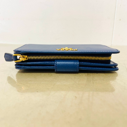 PRADA プラダ サフィアーノ 1ML225 BLUETTE 二つ折り財布 【C44-60】