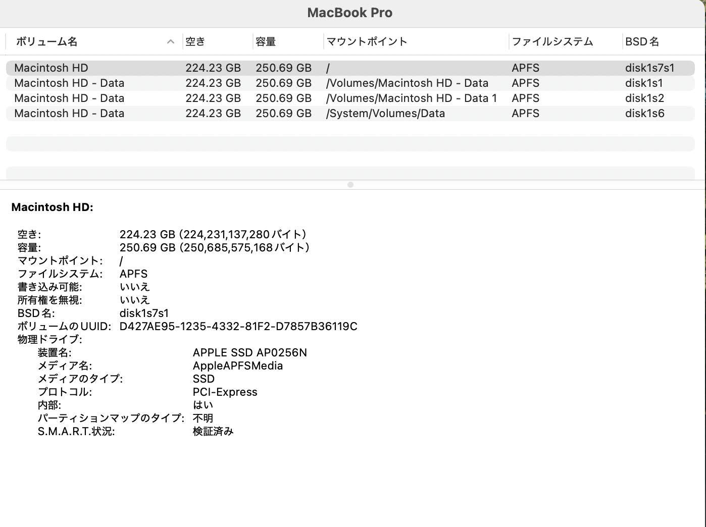 MacBook Pro 13インチ Mid 2019 i5 1.4GHz 8GB SSD 256GB シルバー MUHR2J/A 【C5199-80】