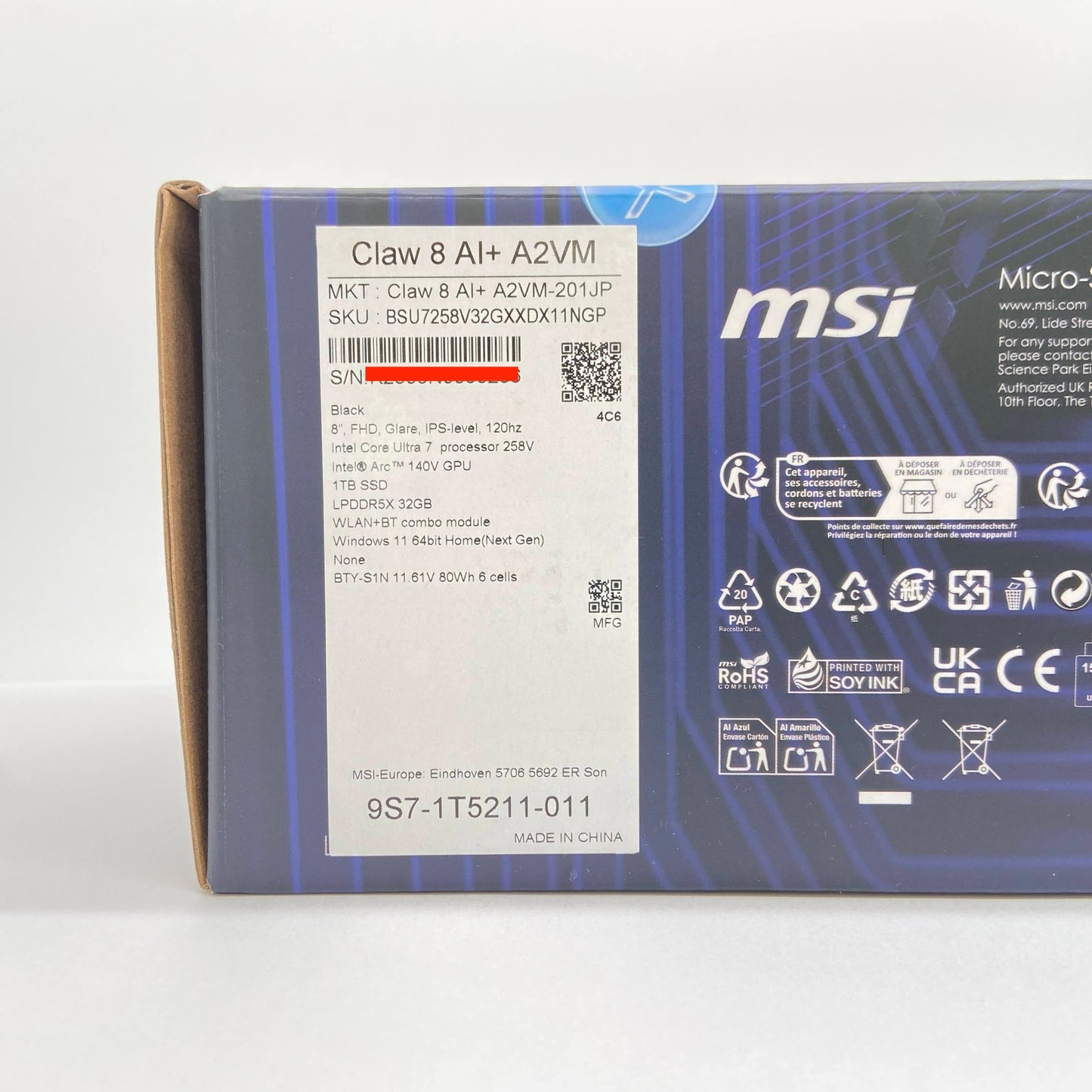 美品 Claw-8-AI+A2VM-201JP ゲーミングPC Core Ultra 7 258V 32GB 1TB Windows11Homeハードケース付き【C6443-100】