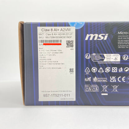美品 Claw-8-AI+A2VM-201JP ゲーミングPC Core Ultra 7 258V 32GB 1TB Windows11Homeハードケース付き【C6443-100】