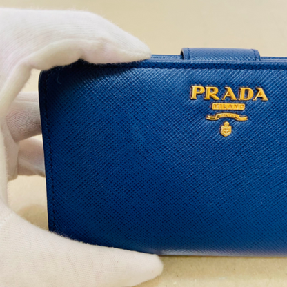 PRADA プラダ サフィアーノ 1ML225 BLUETTE 二つ折り財布 【C44-60】
