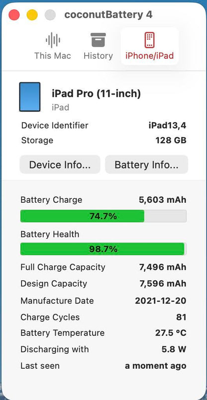 美品 iPad Pro 11インチ 第3世代 Wi-Fi 128GB M1 2021年モデル MHQR3J/A スペースグレイ バッテリー最大容量98%【C7495-80】