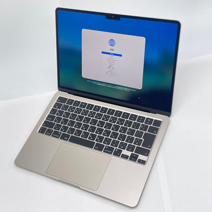 MacBook Air 13.6-inch M2 2022 8コアCPU 8コアGPU 8GB 256GB MLY13J/A バッテリー最大容量90% スターライト 付属品完備【C6525-80】
