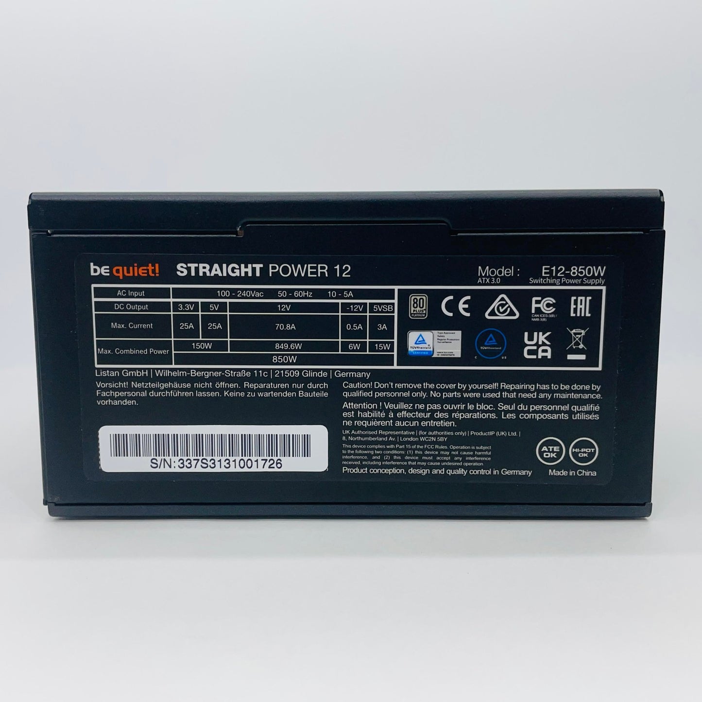 Be Quiet! Straight Power 12  E12-850W 850w PC用電源 【C4685-80】