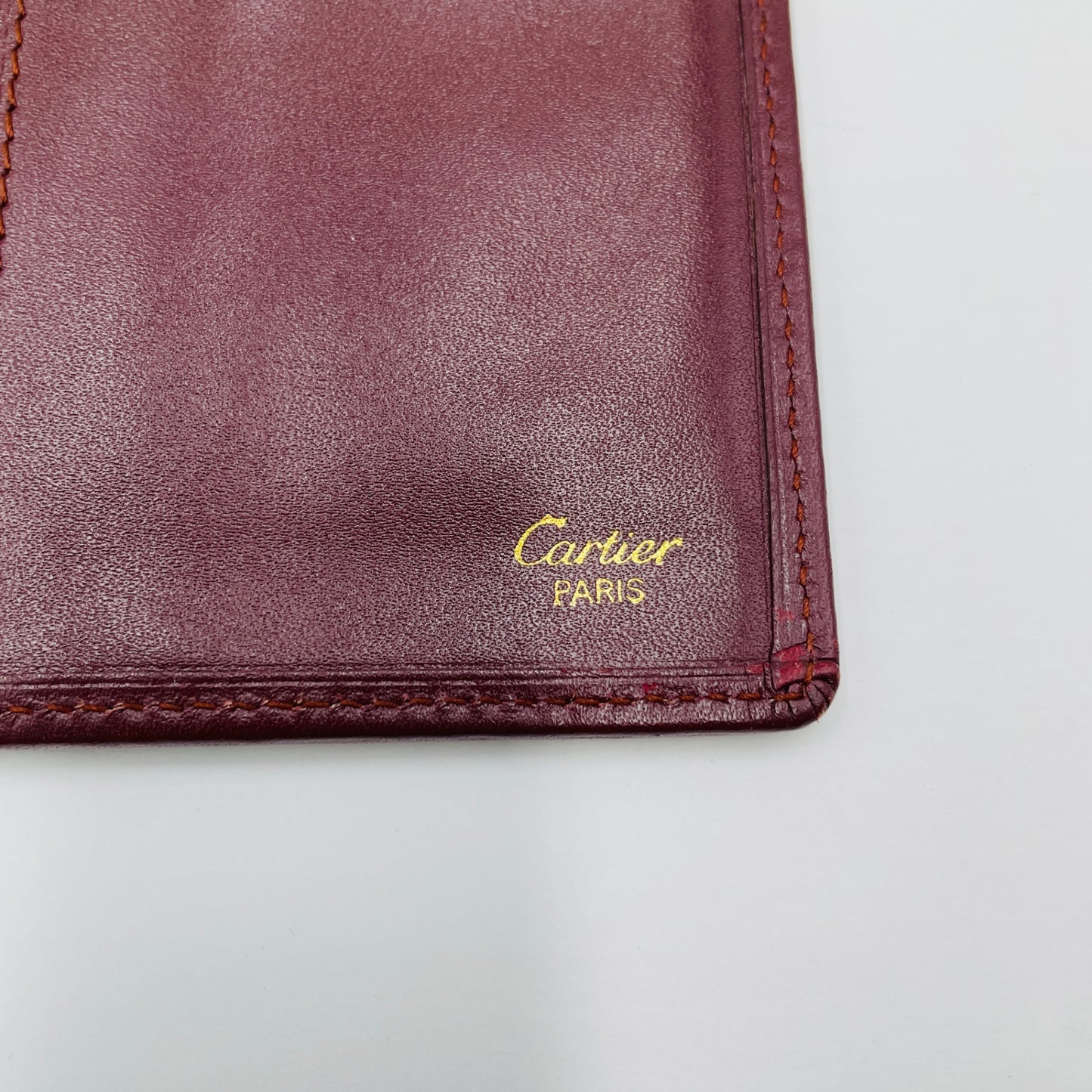 カルティエ ヴィンテージ マストライン 二つ折り 札入れ 長財布 サイフ C2ロゴ カード入れ レザー ボルドー Cartier 【C3705-N】