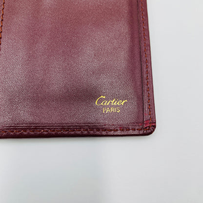 カルティエ ヴィンテージ マストライン 二つ折り 札入れ 長財布 サイフ C2ロゴ カード入れ レザー ボルドー Cartier 【C3705-N】