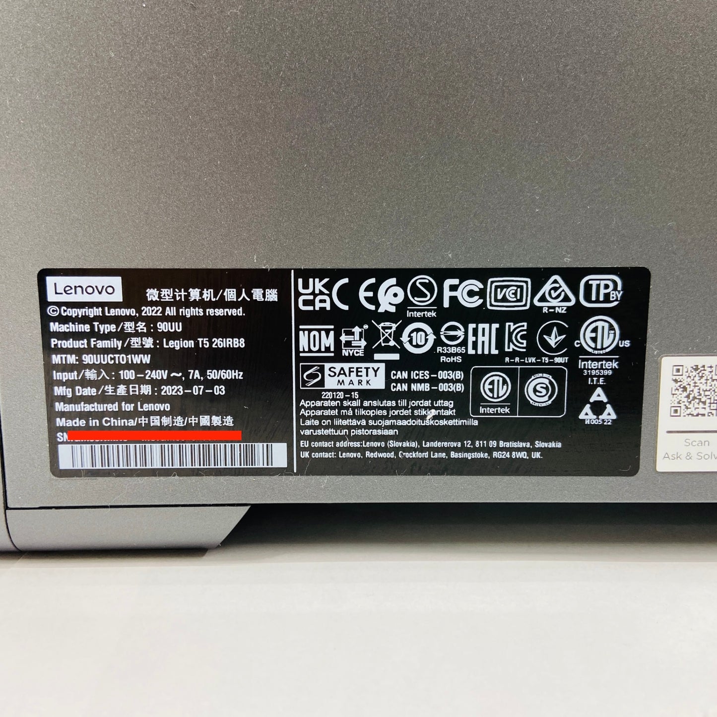 美品 Lenovo Legion Tower 5i Gen 8 T5 26ILB8  i5 13400F 16GB SSD 512GB RTX 3060 キーボード、マウス付き 【C5015-140】